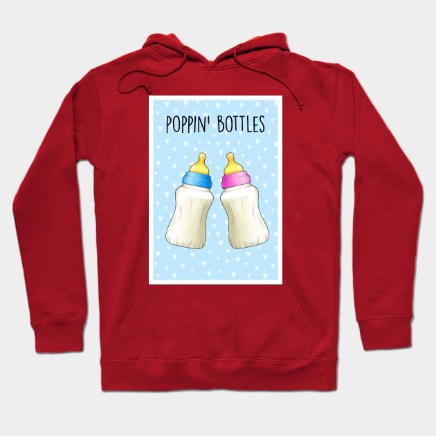 Poppin' bottles baby (blue) Hoodie by Poppy and Mabel
